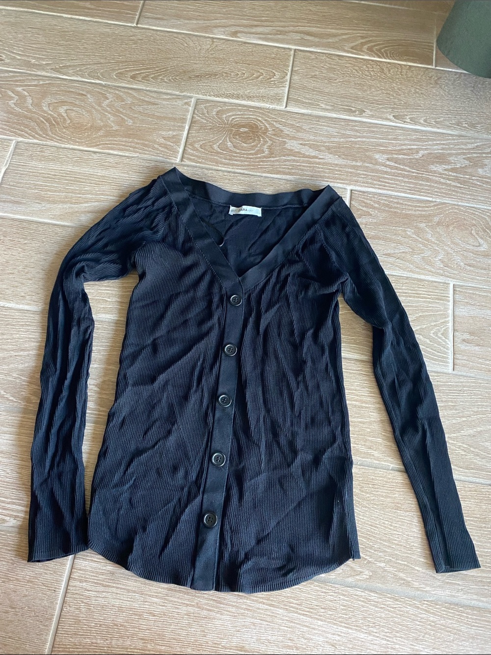 Zara Black V-Neck Button Cardigan